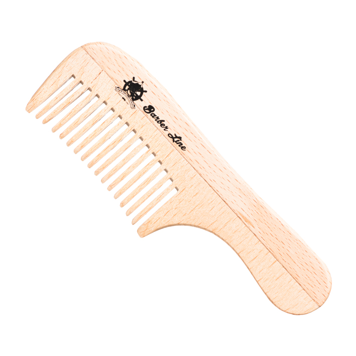 Расческа деревянная для бороды и усов с ручкой